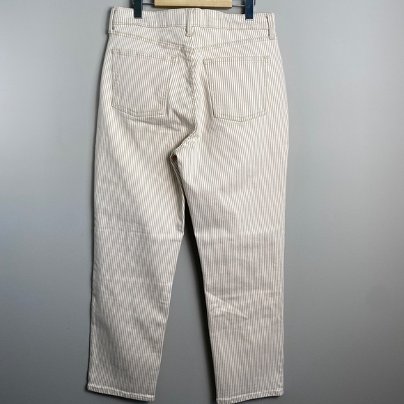 Old Navy Women's Beige Striped Extra High Rise Cotton Pants Size 10 Straight Leg - Picture 6 of 16